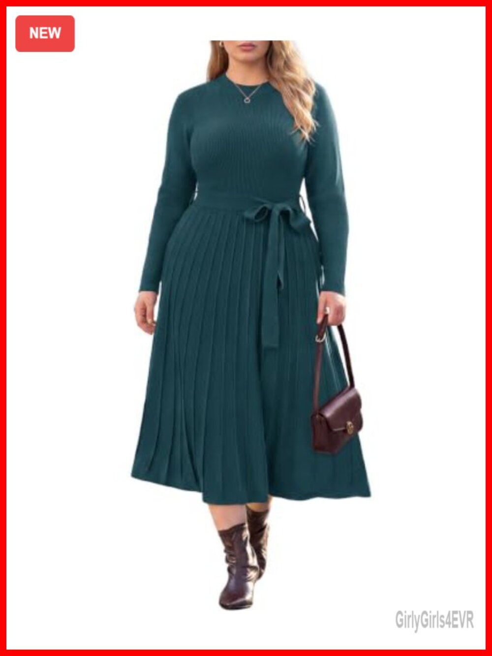 Plus Size Turtleneck Long Sleeve Knit Maxi Sweater Dress